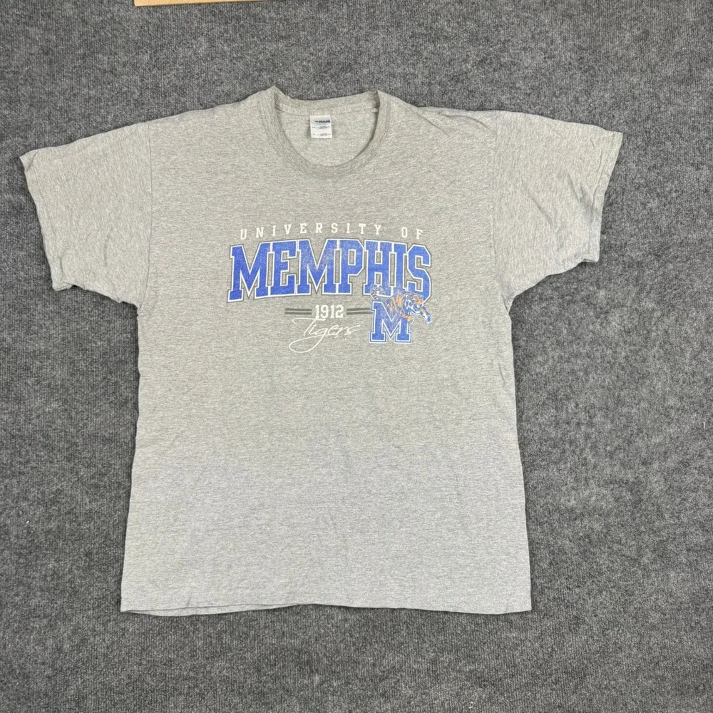 Gildan T-Shirt Mens XL Gray University of Memphis Tigers Graphic Short Sleeve
